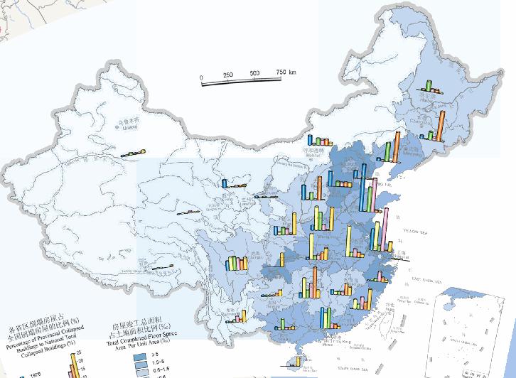 Online map of the number of houses collapsed in China (1978-2000)
