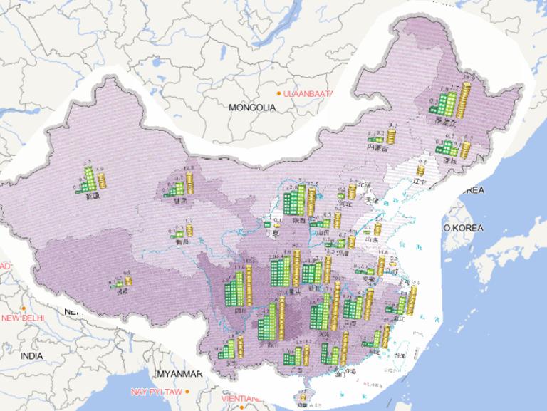 Online map of house damage and economic losses caused by flood and geological disasters in China in 2014