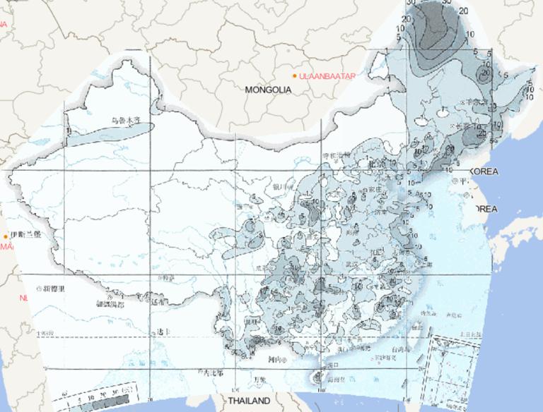 Online map of average summer fog days in China from 1981 to 2010