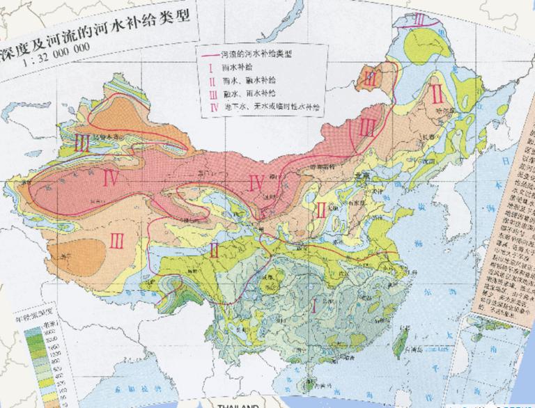 China's annual runoff depth and the river's recharge type online map