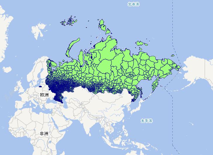 Online map of level 2 administrative boundaries in Russia