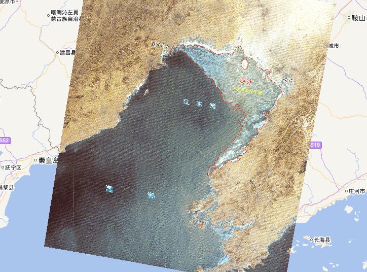 Remote sensing monitoring in the key sea ice disaster area in the north of the Bohai Sea and the Huanghai Sea in December 21st, 2009