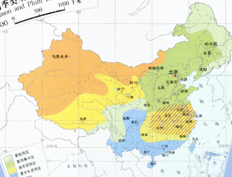 China rainy, rainy type online map