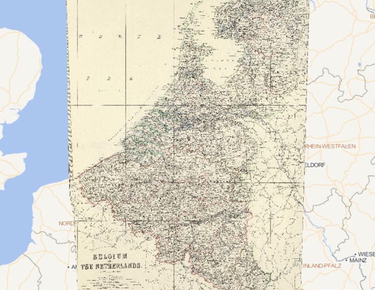 Map of Belgium and Nied online in 1869