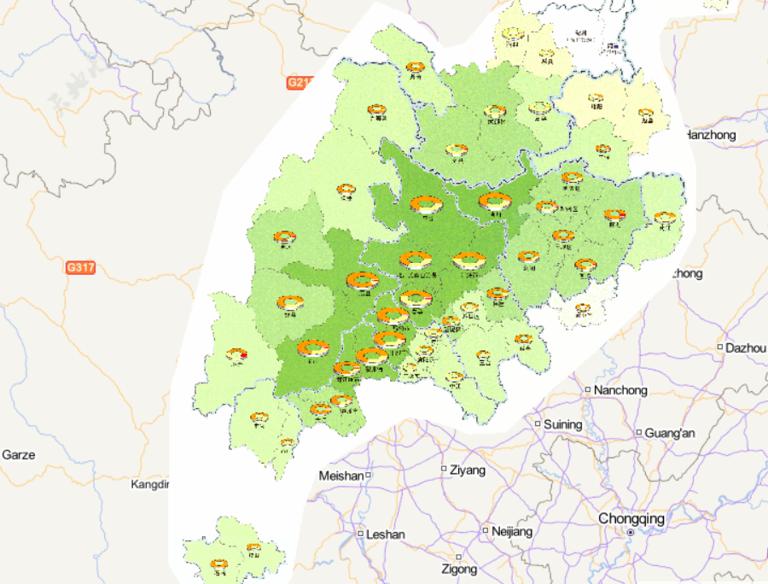 Online map of agricultural losses in Wenchuan disaster area in China