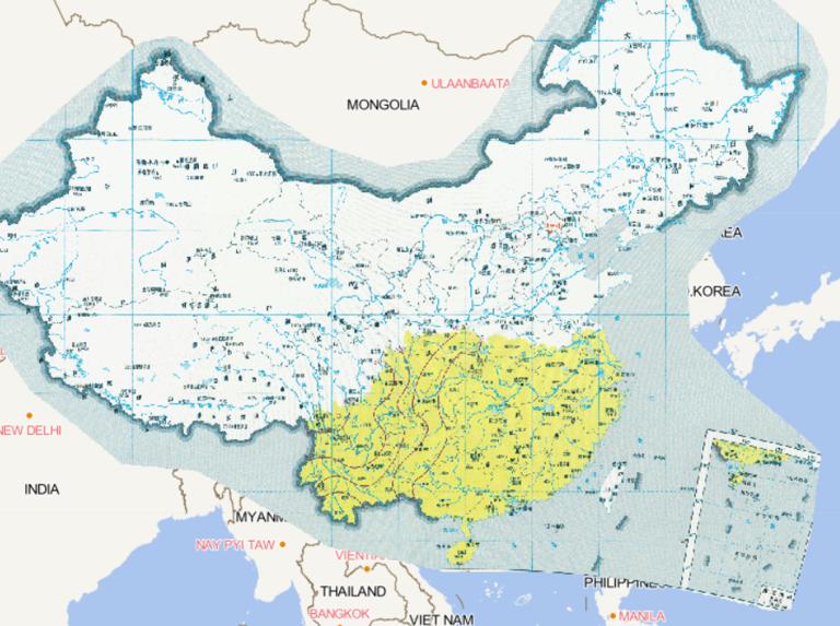 Online map of obstacled cold damage frequency during booting stage of one season medium indica rice in southern China