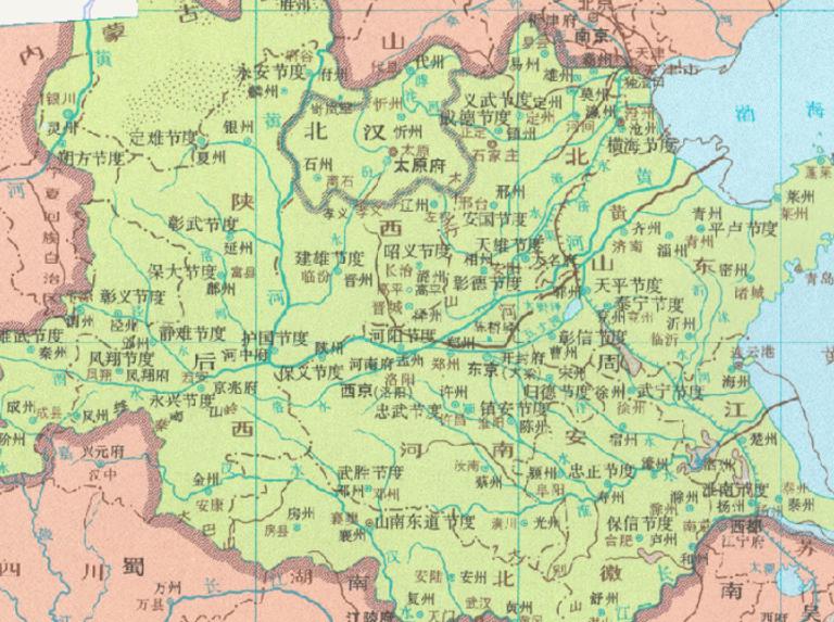 Online historical maps of the late Zhou and Northern Han Dynasties (959) in the Five Dynasties and Ten Kingdoms period of China