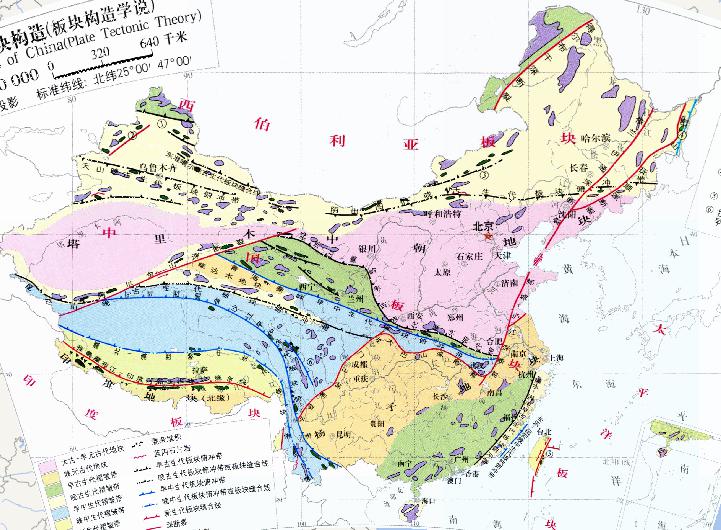 China plate tectonics (plate tectonics) online map