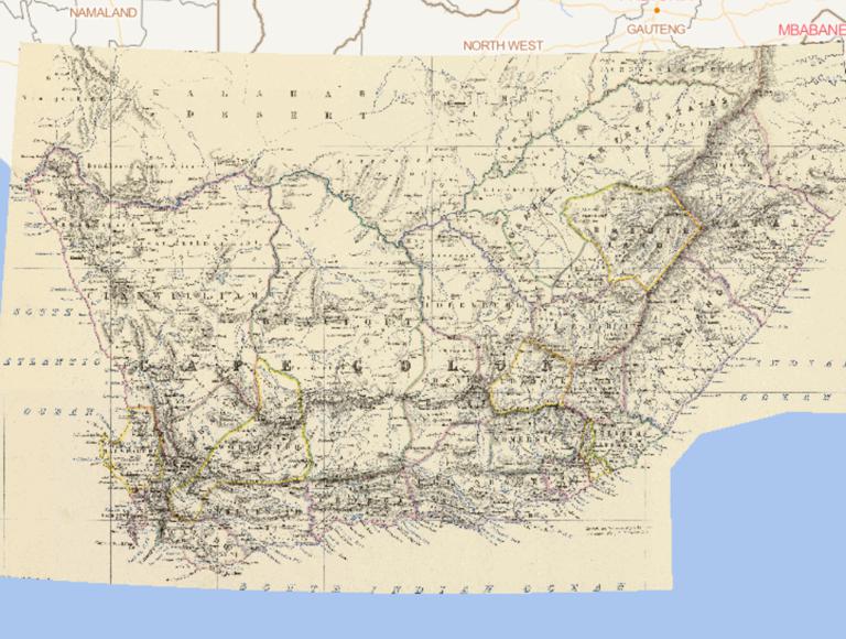 South Africa online map of 1869