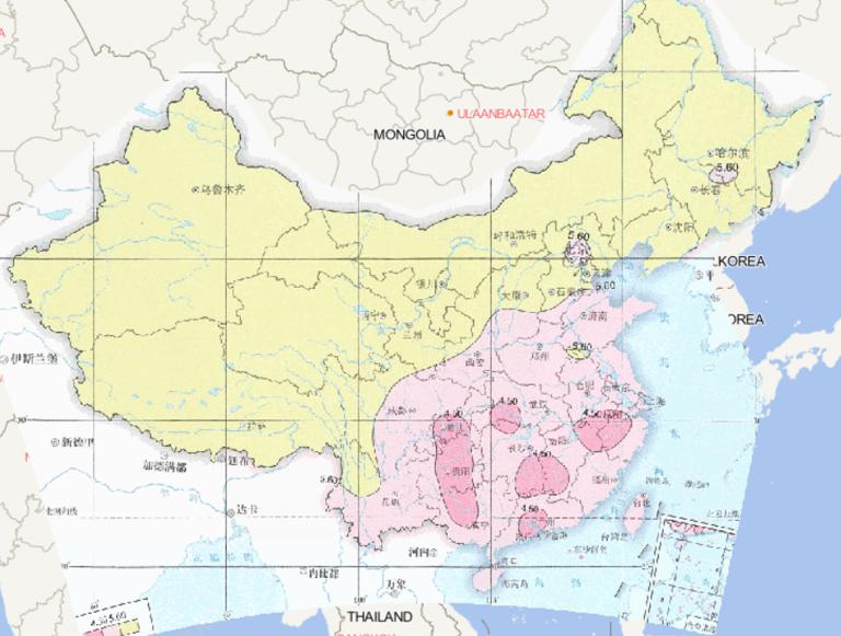 Online map of average winter precipitation pH value in China from 1992 to 2015