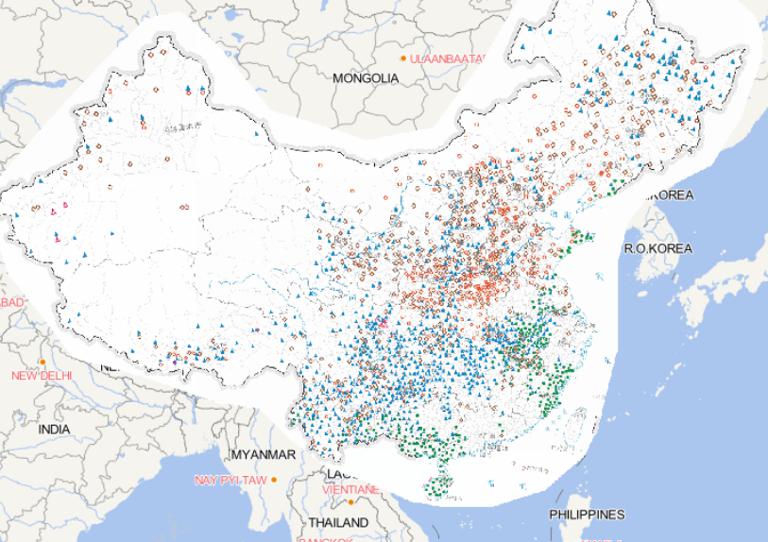 Online map of China's July disaster distribution in 2014