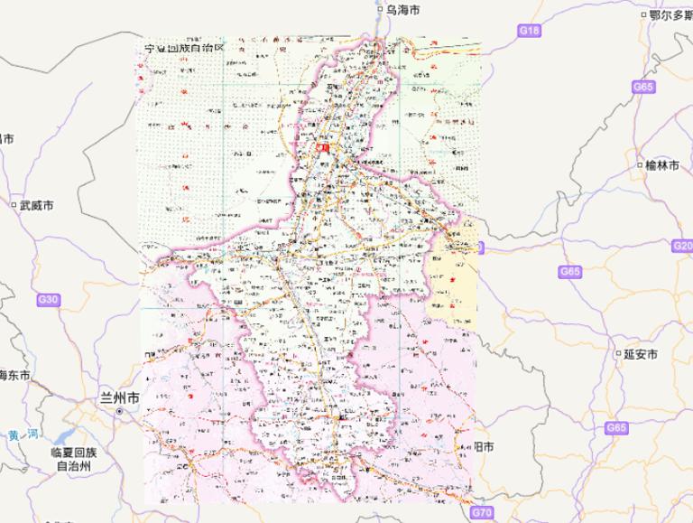 Online Map of Ningxia Hui Autonomous Region in China