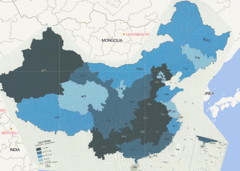 Online map of provincial integrated disaster index for flood and geohazard in China in 2016
