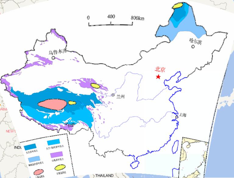 Online distribution map of spatial distribution of permafrost in China