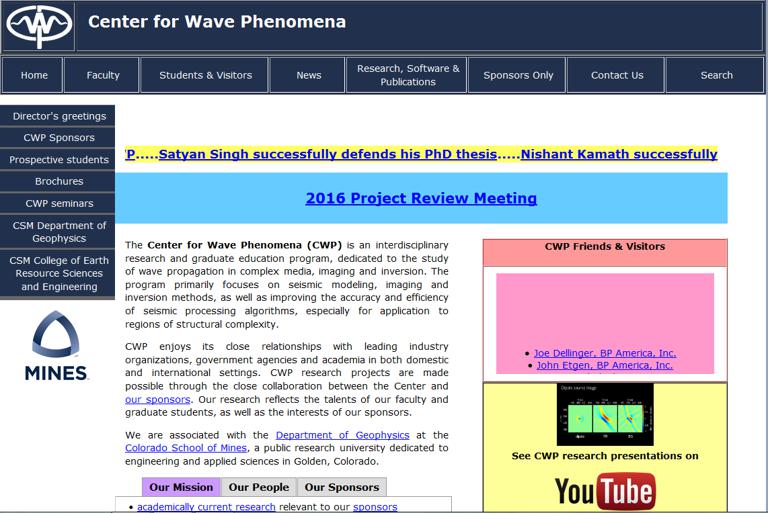 Center for Wave Phenomena,Colorado School of Mines  (USA )