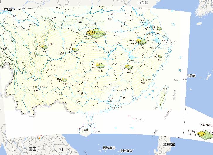 Crop losses online map in July 1st to 8th,2010 during the early July's flood disaster period in South China