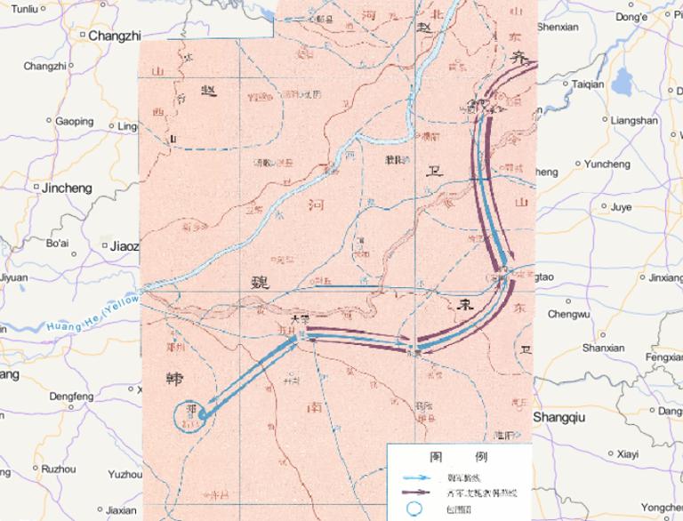 Online Historical Map of the Battle of Maling (341 BC) during the Warring States Period of China