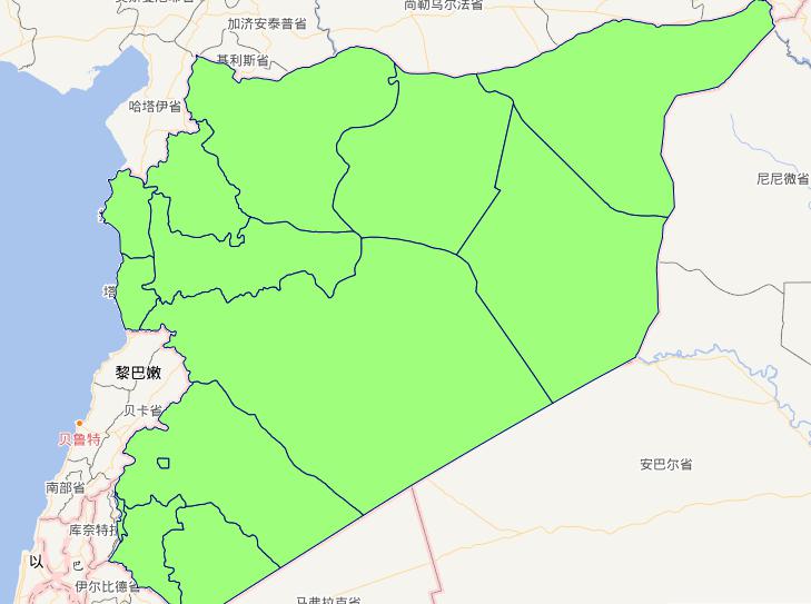 Online map of Syria Level 1 administrative boundaries