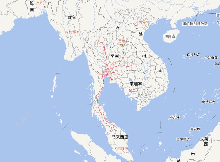 Online Map of Railways in Thailand