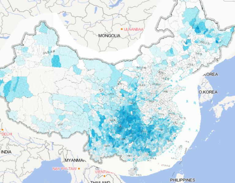 Online map of the distribution of floods and geological disasters in China in 2014