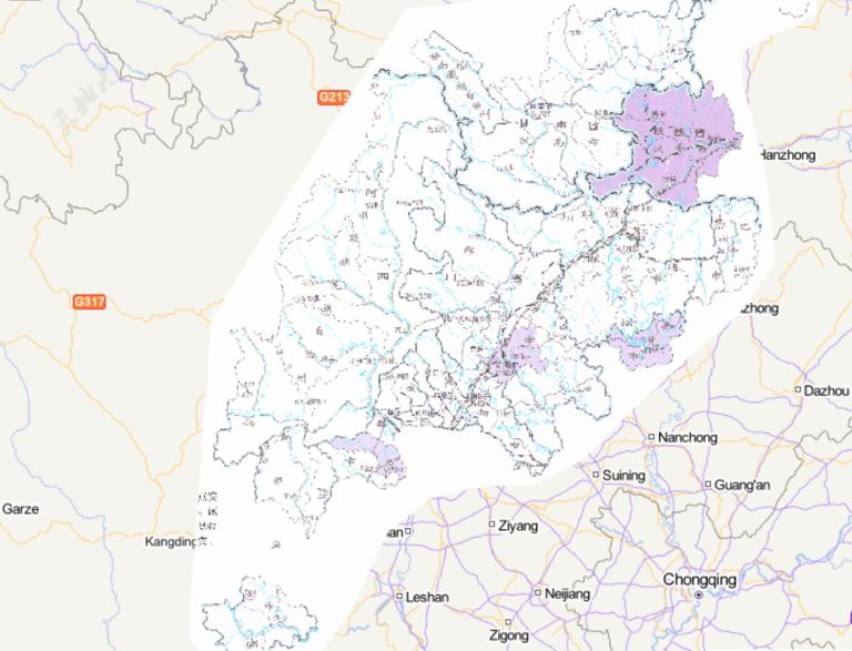 Online map of historical flood risk distribution in Wenchuan disaster area in China