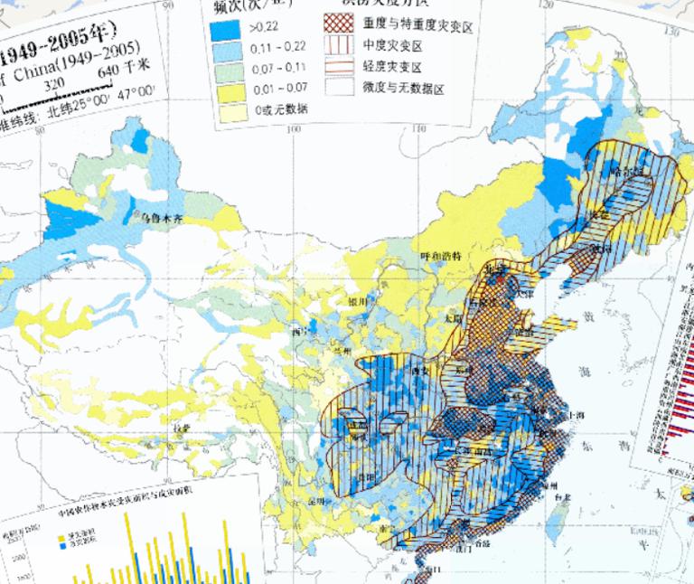 Online map of frequency of water disasters in China (1949-2005) (1: 32 million)