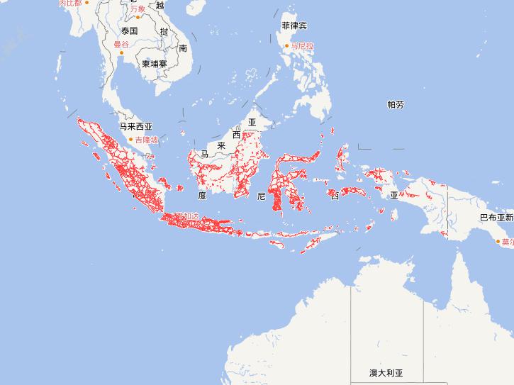 Online map of Indonesian highway