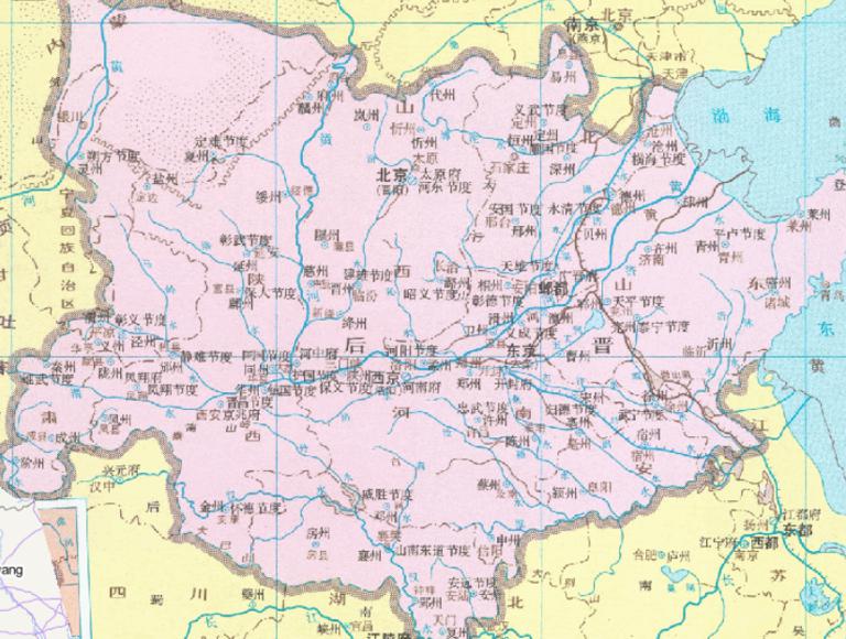 Online historical map of the late Jin Dynasty (943) in the Five Dynasties and Ten Kingdoms period of China