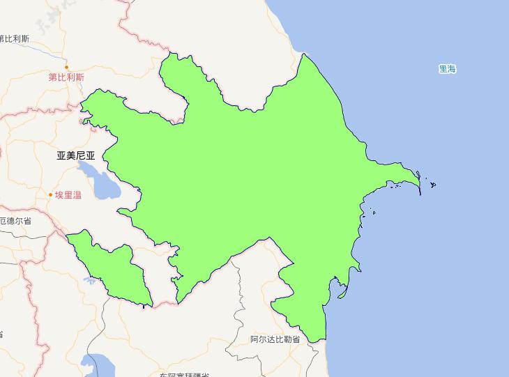 Online map of Azerbaijan 0 level administrative boundaries