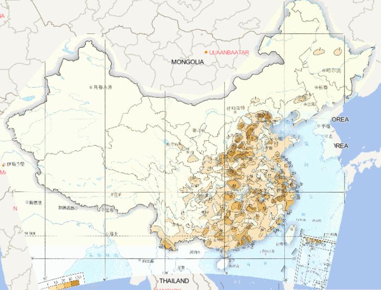 Online map of average annual haze days in China from 1981 to 2010