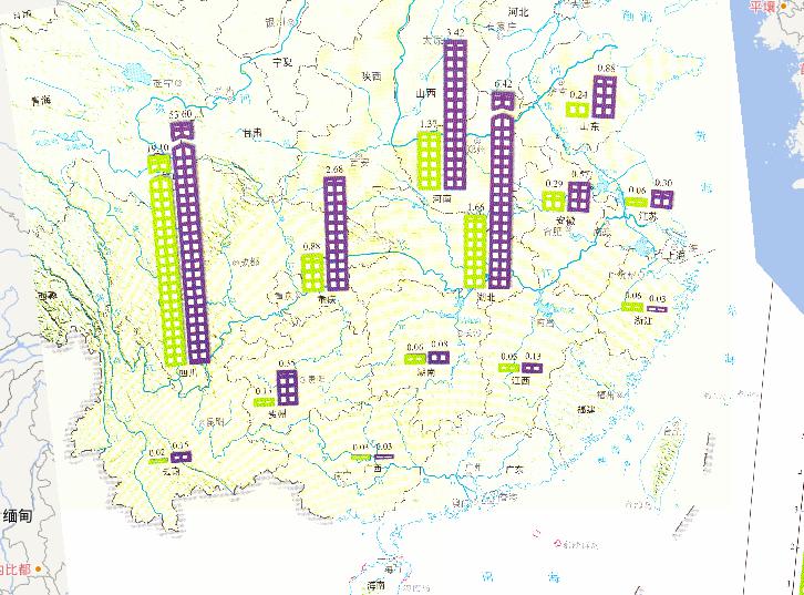 Housing losses online map from July 14th to 22nd, 2010 during the mid and late July's flood disaster period in South China