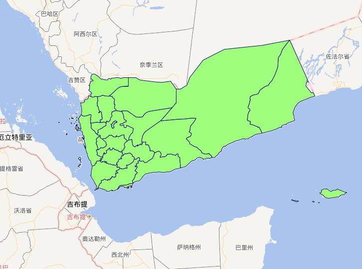 Online map of Yemen level 1 administrative boundaries