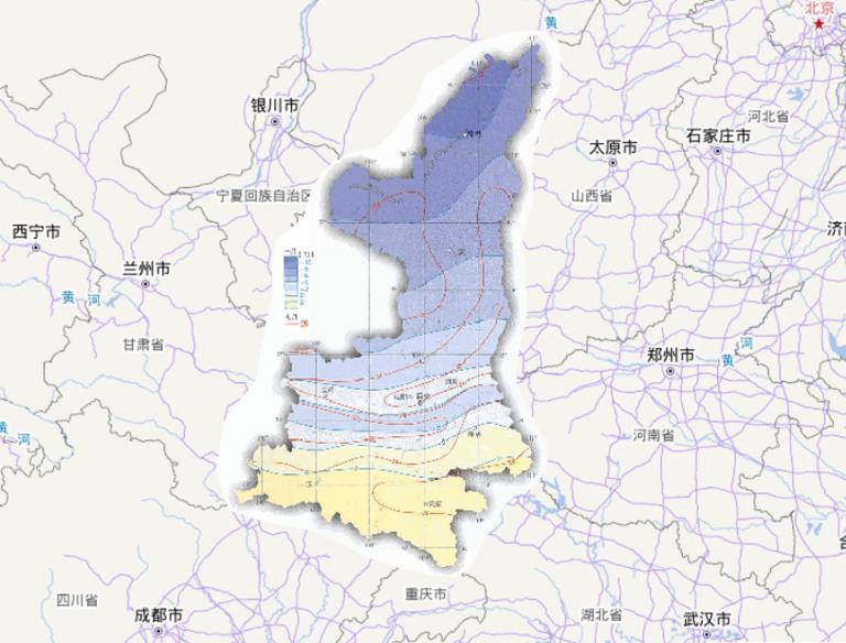 Online map of January and July average temperature in Shaanxi Province, China