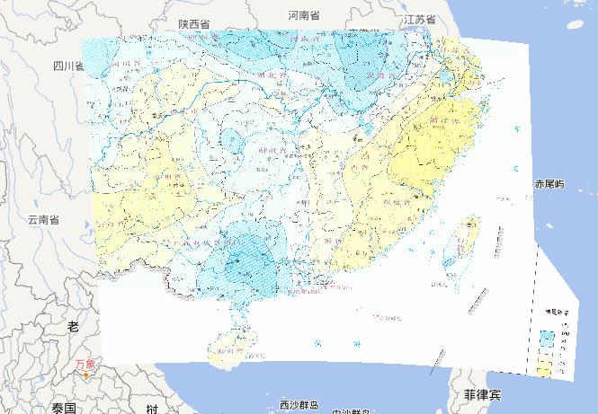 Online map of the difference between the early ten days' rainfall in June and the average level during the flood disaster period in South China(2010)