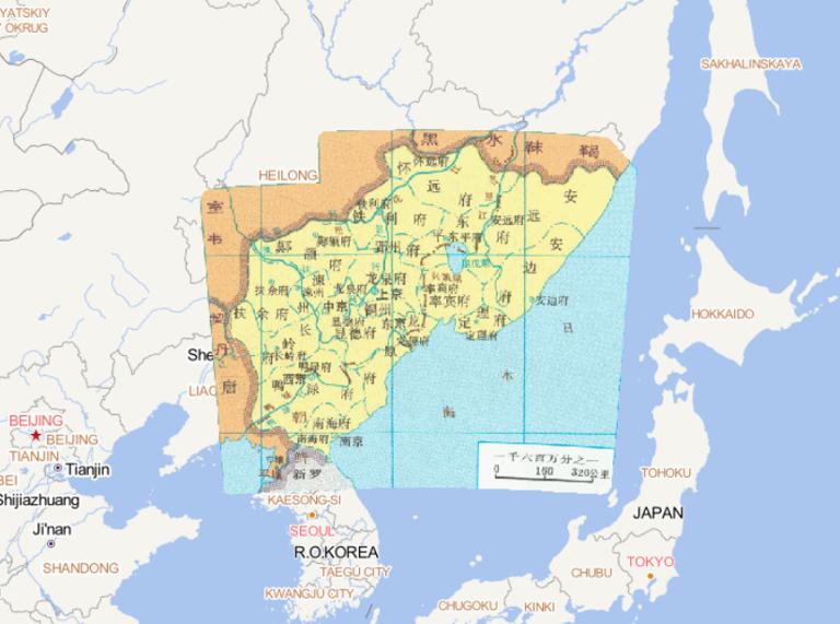Online map of Bohai Sea (820) in Tang Dynasty of China