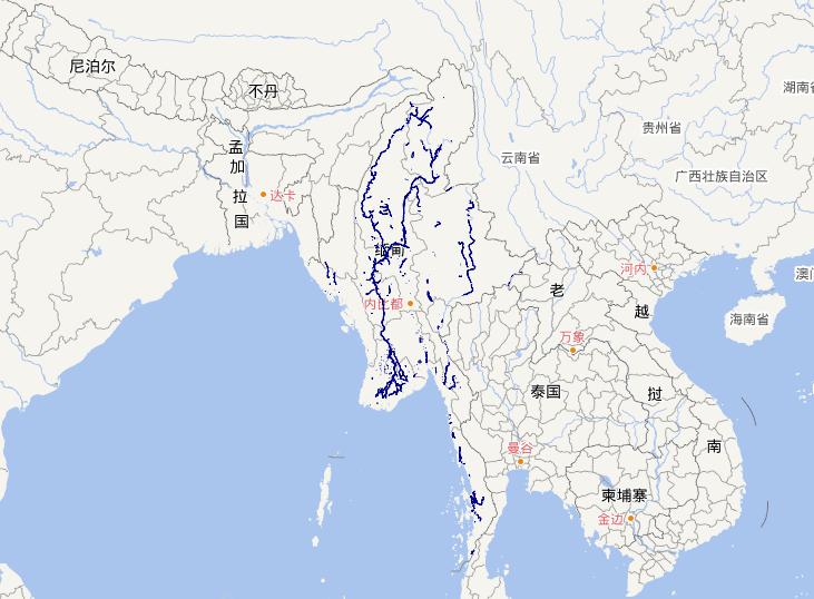 Republic of the Union of Myanmar water area online map