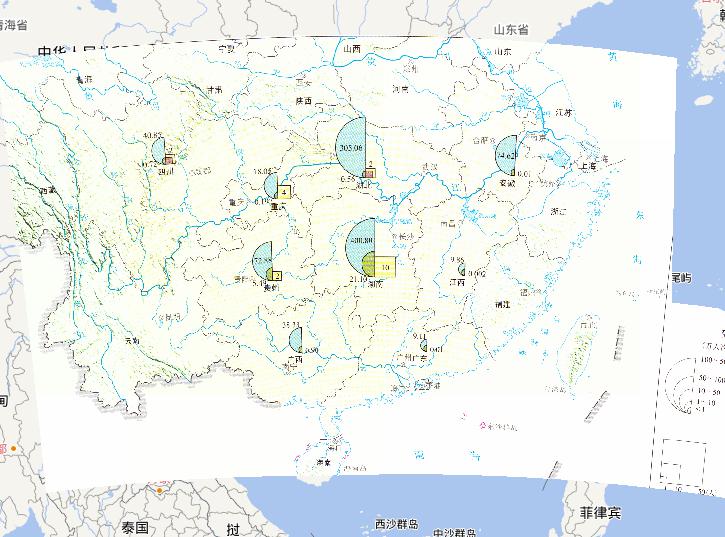 Flood-hit population online map from June 6th,2010 to June 10th during the earth June's flood disaster period in South China