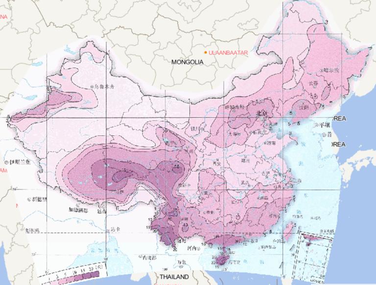Online map of average autumn thunderstorm days in China from 1981 to 2010