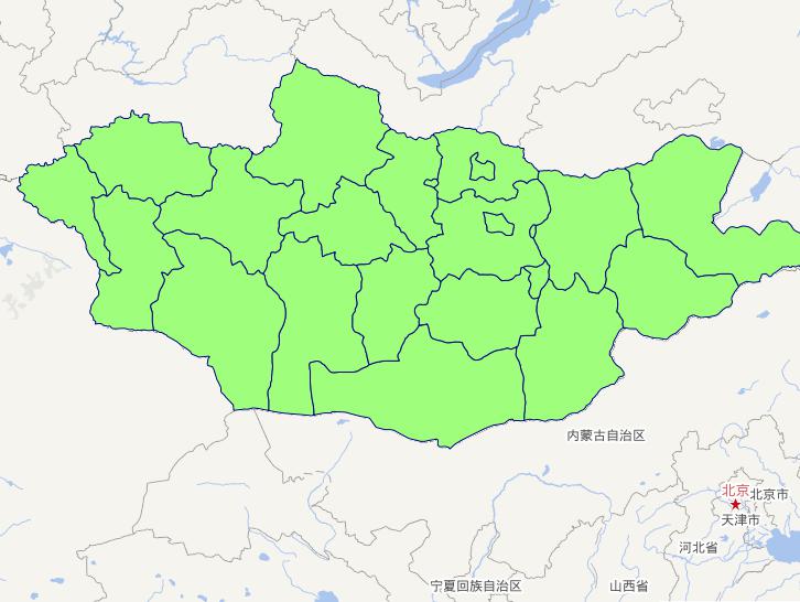 Online Map of Inner Mongolia Level 1 Administrative Limits