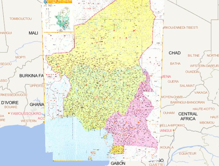 Online map of Niger, Nigeria, Cameroon, Equatorial Guinea, Sao Tome and Principe
