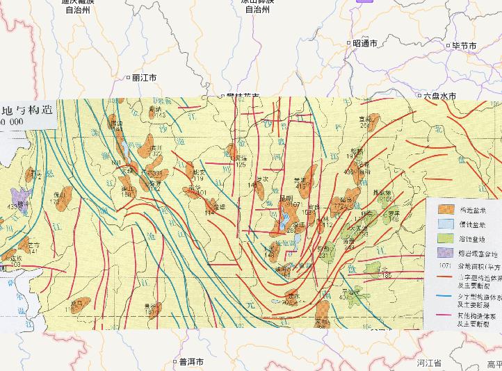 The online map of the central Yunnan basin and its structure
