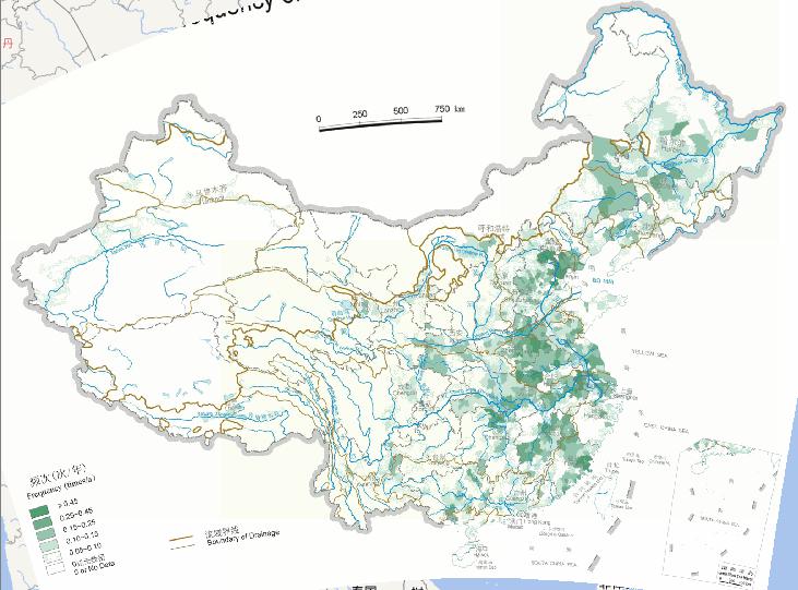 Historical online map of flood frequency in China (1949-1965)