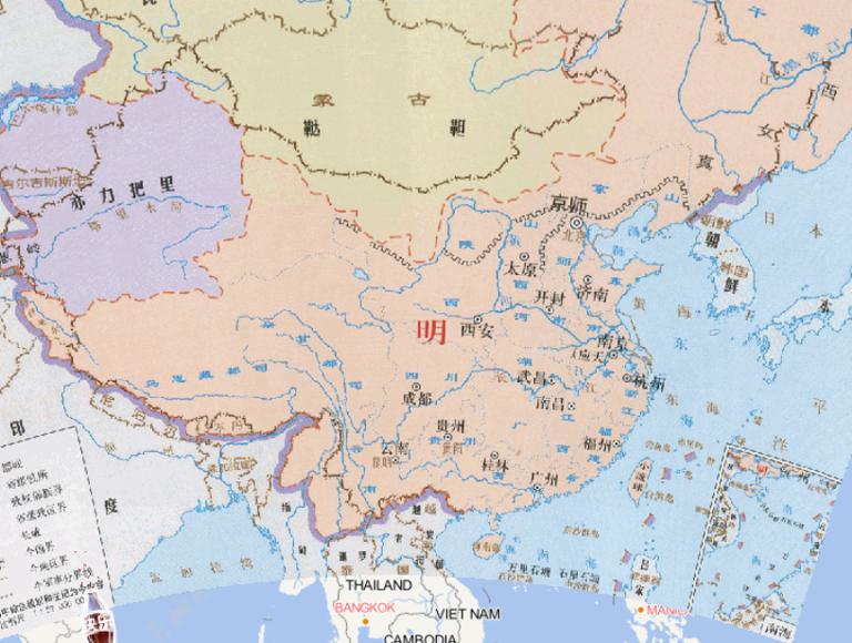 Online historical map of the Ming Dynasty in China in 1433